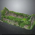 Ancient Stone Ruins Structure With Overgrown Green Moss Vegetation And Weathered Walls