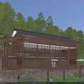 Wooden House in Mountain Forest Featuring Large Windows Wooden Structure and Terrace