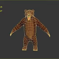 Low Poly Red Bear 3D Model With Standing Pose And Open Arms