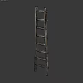 Rustic Wooden Ladder With Multiple Rungs Standing On Dark Background 3d model