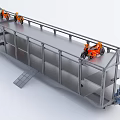 Industrial Equipment Metal Frame Multi Level Storage Platform With Orange Motorcycles And Ladder
