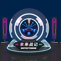 Future Game Scene 2023 Tech Inspired With Neon Lights And Circular Stage 3d model