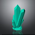 Green Geometric Crystal Cluster 3D Model With Long Prismatic Crystals Base Dark Background Reflection 3d model