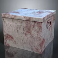 Gray Storage Box With Red Speckled Textured Surface And Metal Clasp Lid