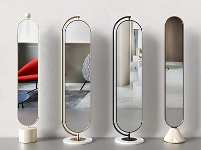Modern Floor Mirrors With Stylish Frames And Decorative Bases For Home Decor 3d model