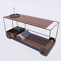 Durable Commercial Serving Cart with Wooden Top Metal Frame and Wheels for Restaurant Use