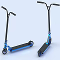 Two Modern Scooters With Black Frames Blue Accents And Stylish Wheels 3d model