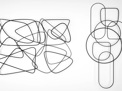 Abstract Black Metal Line Wall Decor With Geometric Shapes And Minimalist Design 3d model