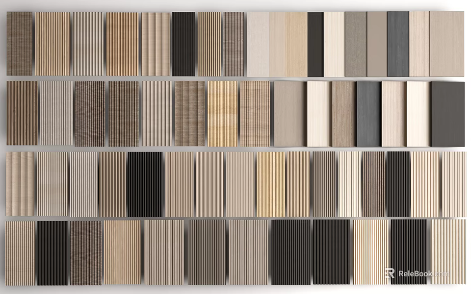 Diverse Decorative Wall Panels with Various Colors and Wood Textures for Interior Design 3d model 