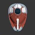 Futuristic Copper And Silver Water Vehicle With Blue Dome Pointed Front And Metallic Finish Design