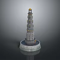 Ornamental Lighthouse Shaped Decorative Furniture With Multi Layered Structure And Yellow Top