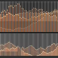 Modern Accent Wall Design With Vertical Lines And Wavy Gold Brown Black Patterns