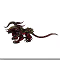 Game Movie Character Mythical Creature With Red Purple Skin Sharp Horns And Decorative Armor