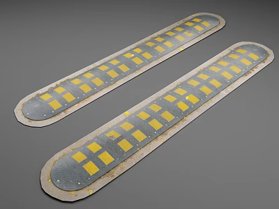 Long Strip Road Facilities With Yellow Square Patterns On Gray Surface 3d model