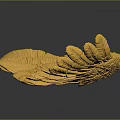 Artistic Yellow Bird Wings Sculpture With Detailed Feather Texture And Smooth Design 3d model