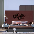 Modern Background Double Bed Home 3d model