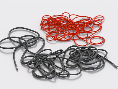 Scattered Red and Black Ropes as Practical Daily Living Supplies for Home Use 3d model