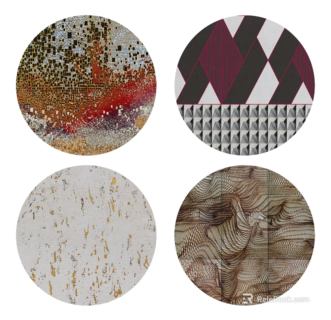 Stylish Round Carpets Featuring Various Colorful Geometric Textured And Abstract Patterns 3d model