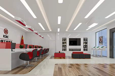 Modern Bank Lobby 3d model