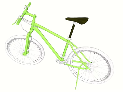Green Modern Bicycle Design With Frame Wheels Handlebars And Black Seat 3d model