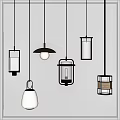 Modern Hanging Chandeliers With Various Stylish Designs For Interior Lighting 3d model