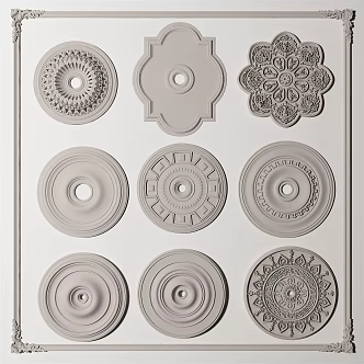 European-style lamp panel carved lamp panel 3d model