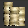 Gold Jewelry Stacked Piles With Shiny Reflective Surface On Dark Background