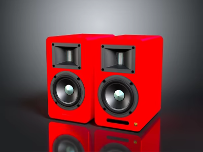 Red Electronic Appliance Speakers With Modern Design And High Quality Stereo Sound 3d model