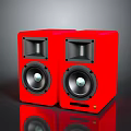 Red Electronic Appliance Speakers With Modern Design And High Quality Stereo Sound