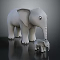 Gray Mother Elephant And Baby Elephant Toy Figures On Shiny Black Surface