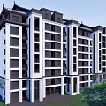New Chinese-style Residential Building Noble Large-size Multi-storey Residence 3d model