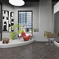 Modern Beauty Hair Salon Interior With Stylish Chairs Large Mirrors And Green Plants