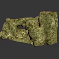 Green Natural Stone Decorative Piece With Textured Surface And Hollow Design On Reflective Base