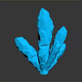3D Rendered Blue Crystal With Transparent Geometric Structure And Reflective Base
