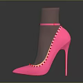 Pink Stiletto High Heels With Ankle Straps Pointed Toes And Decorative Studs