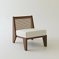 Modern Minimalist Leisure Chair With Wooden Frame Rattan Backrest And White Padded Seat