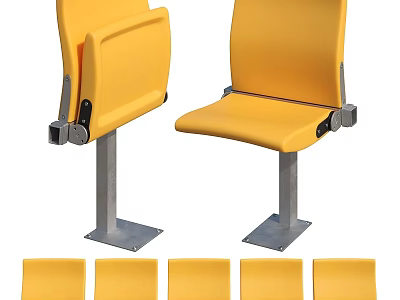 Yellow Public Seats With Metal Frames For Stadium Theater Venues And Row Design 3d model
