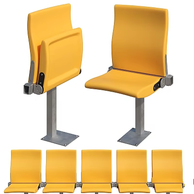 Yellow Public Seats With Metal Frames For Stadium Theater Venues And Row Design 3d model