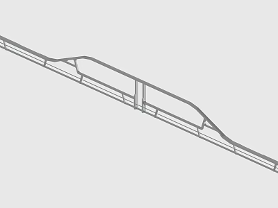 Detailed Technical Drawing of Industrial Mechanical Component With Curved Sections and Linear Design 3d model