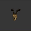 Detailed Antelope Skull Sculpture Carving With Curved Horns And Natural Texture