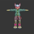 Game And Movie Character With Wolf Ears Gray Fur Hoodie Shorts And Orange Boots