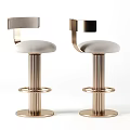 Elegant Modern Bar Stools With Gold Metal Frame Upholstered Seat And Curved Backrest