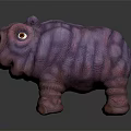 Playful Purple Hippo Character Sculpture with Yellow Eyes and Artistic Design