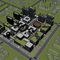 Aerial Planning of Modern Urban Zone with Green Rooftops and Circular Layout