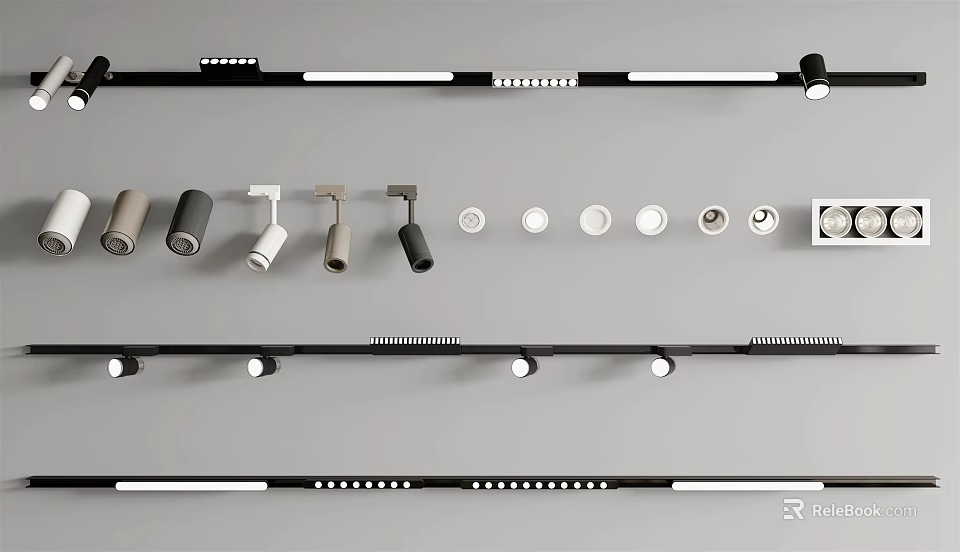 Modern Downlights and Spotlights in Various Styles for Home Ceiling Lighting 3d model