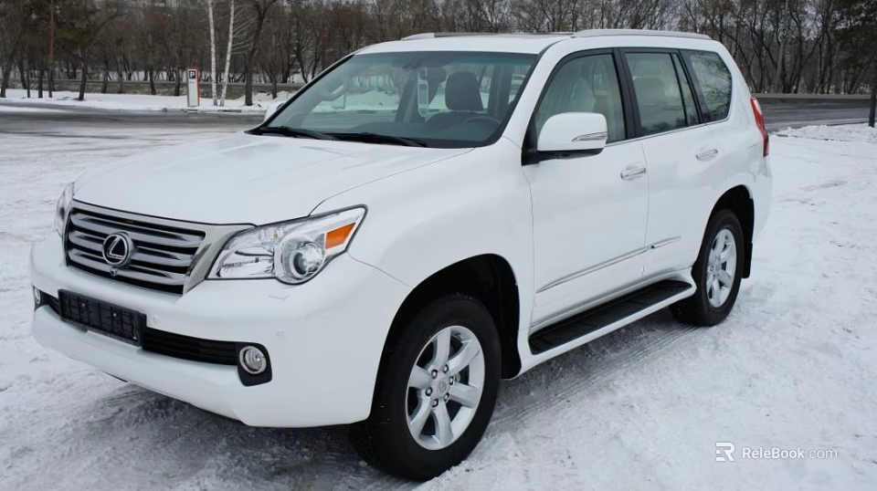 White Lexus SUV Exterior Design Parked On Snowy Ground With Trees 3d model 