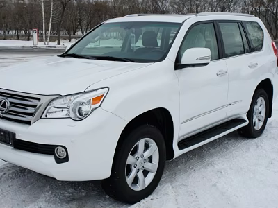 White Lexus SUV Exterior Design Parked On Snowy Ground With Trees 3d model