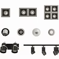 Various Downlights and Spotlights Featuring Single Double Four Head and Track Designs