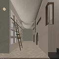 Modern Minimalist SPA Sauna Corridor With Lit Shelves Green Plants And Curved Ceiling