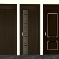 Classic Dark Brown Wooden Hinged Doors With Decorative Patterns And Designs 3d model